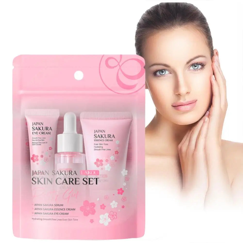 Sakura Complete Skincare Routine Set with Cleanser, Serum, Eye Cream & Moisturizer