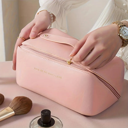 Luxury PU Leather Makeup Organizer – Travel Cosmetic Bag & Toiletry Kit