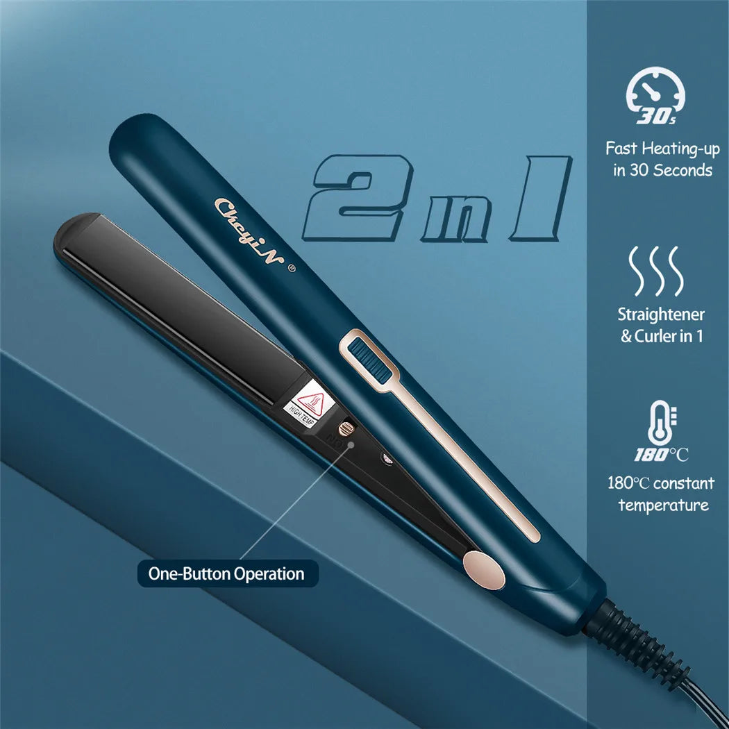 Mini Dual-Use Hair Straightener and Curler for Travel Styling with Constant Heat Control