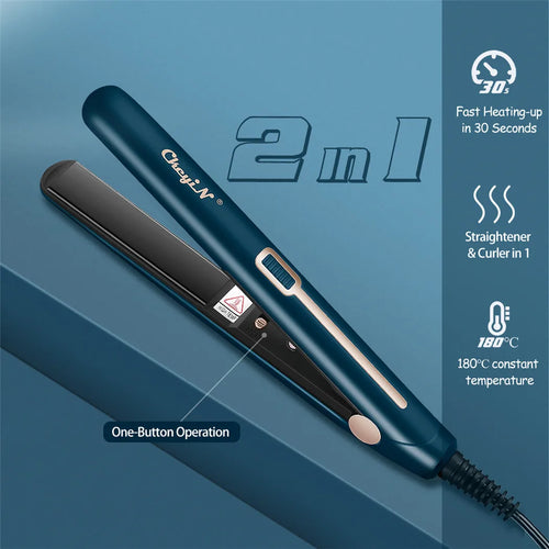 Mini Dual-Use Hair Straightener and Curler for Travel Styling with Constant Heat Control