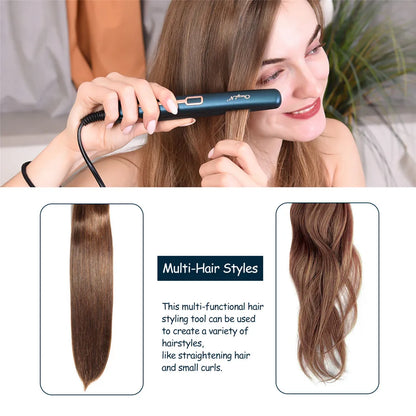 Mini Dual-Use Hair Straightener and Curler for Travel Styling with Constant Heat Control
