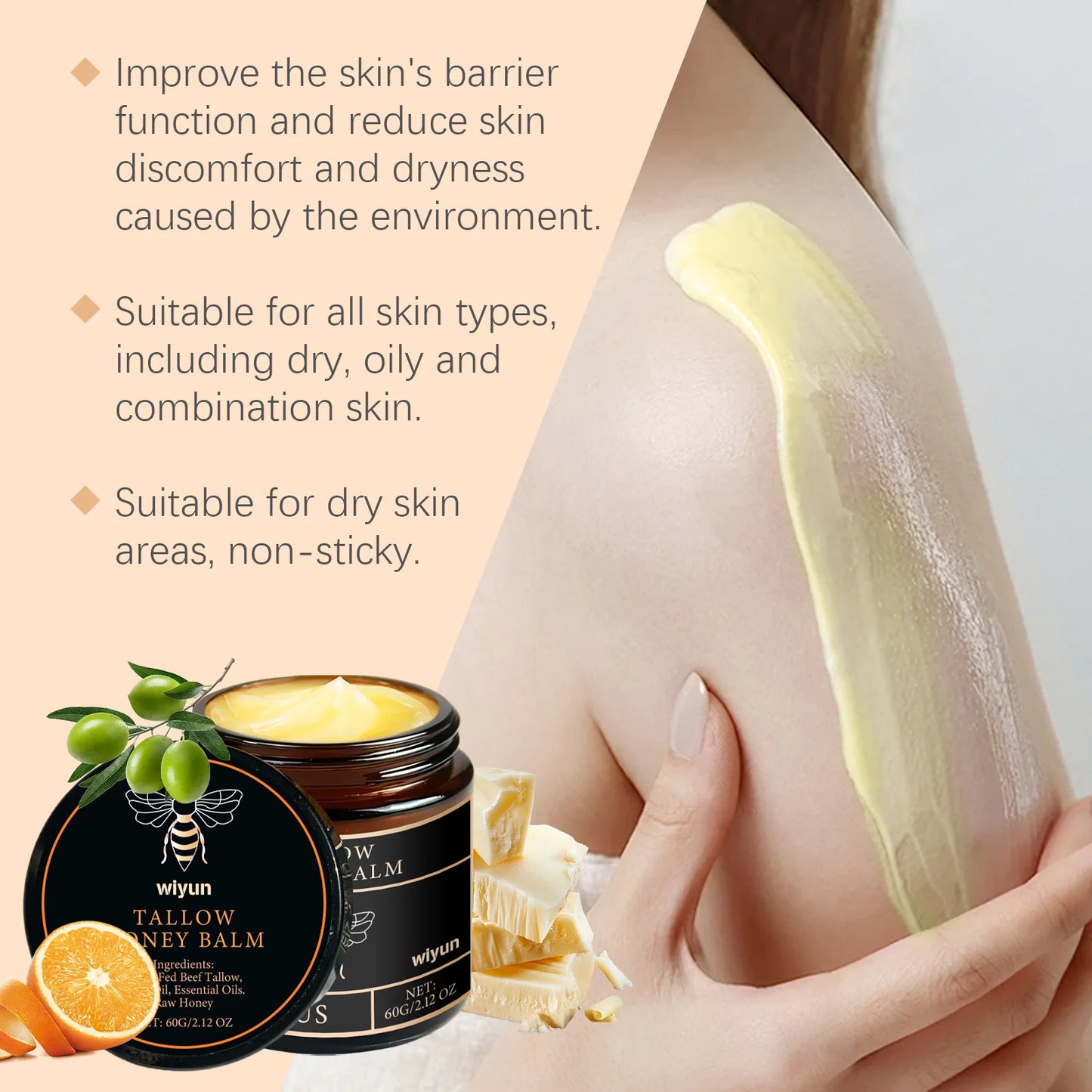Tallow Honey Deep Hydration Cream for Firming, Brightening and Skin Repair