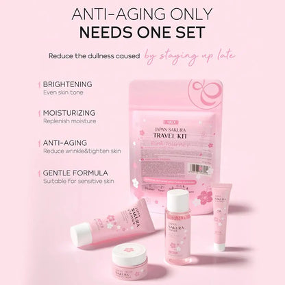Sakura Complete Skincare Routine Set with Cleanser, Serum, Eye Cream & Moisturizer