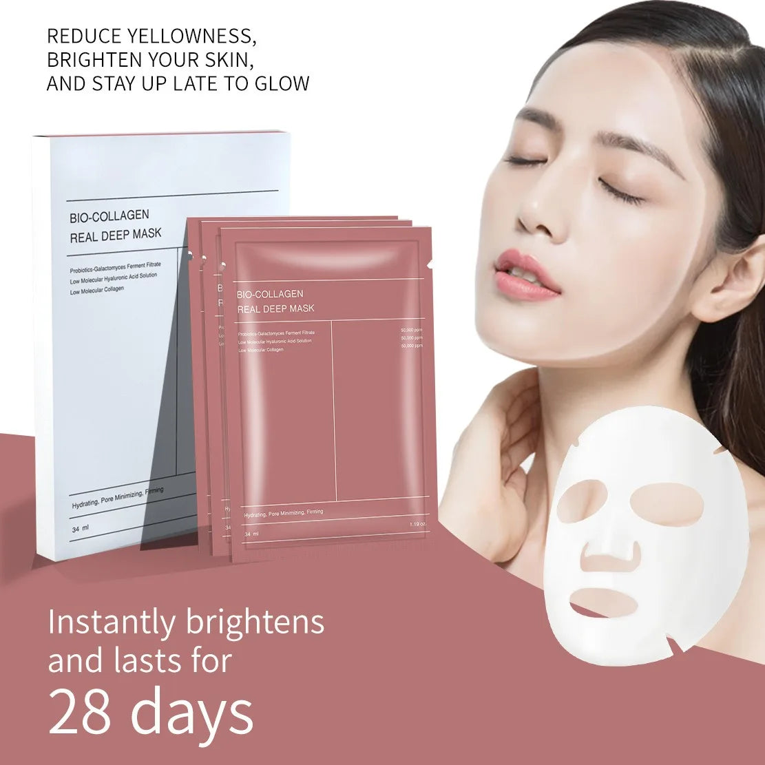 Bio Collagen Overnight Hydrating Face Mask for Pore Refining and Skin Brightening