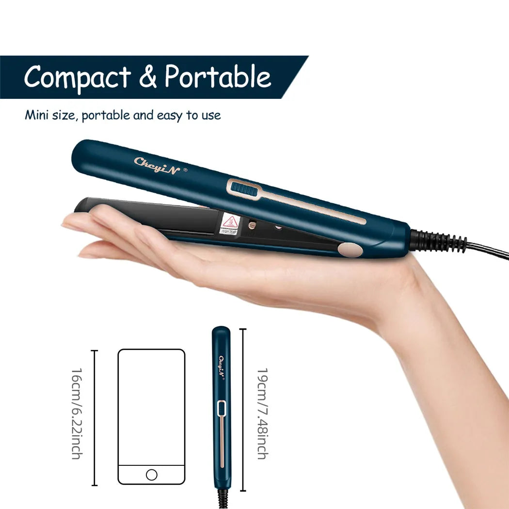 Mini Dual-Use Hair Straightener and Curler for Travel Styling with Constant Heat Control
