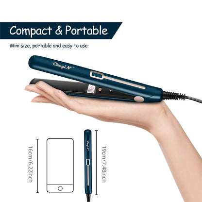 Mini Dual-Use Hair Straightener and Curler for Travel Styling with Constant Heat Control