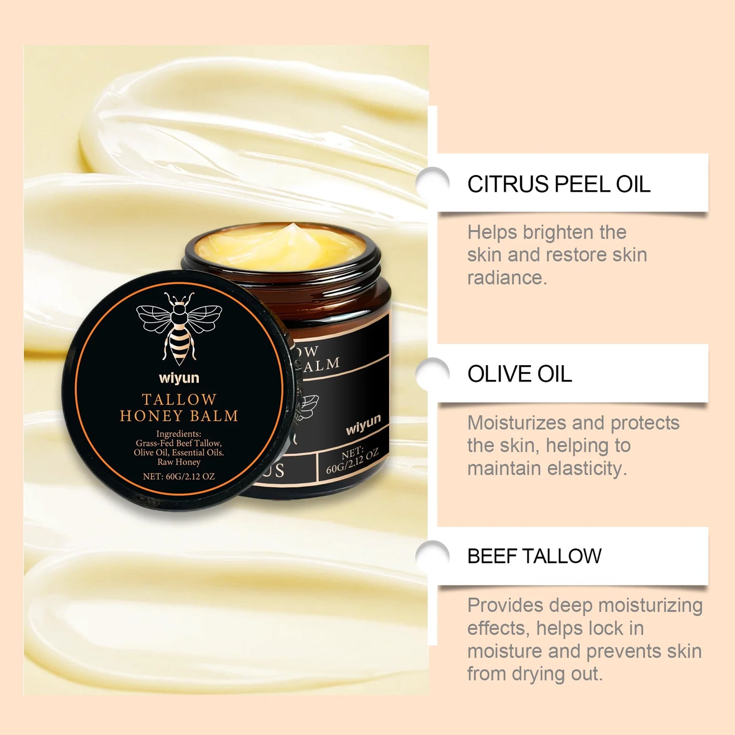 Tallow Honey Deep Hydration Cream for Firming, Brightening and Skin Repair