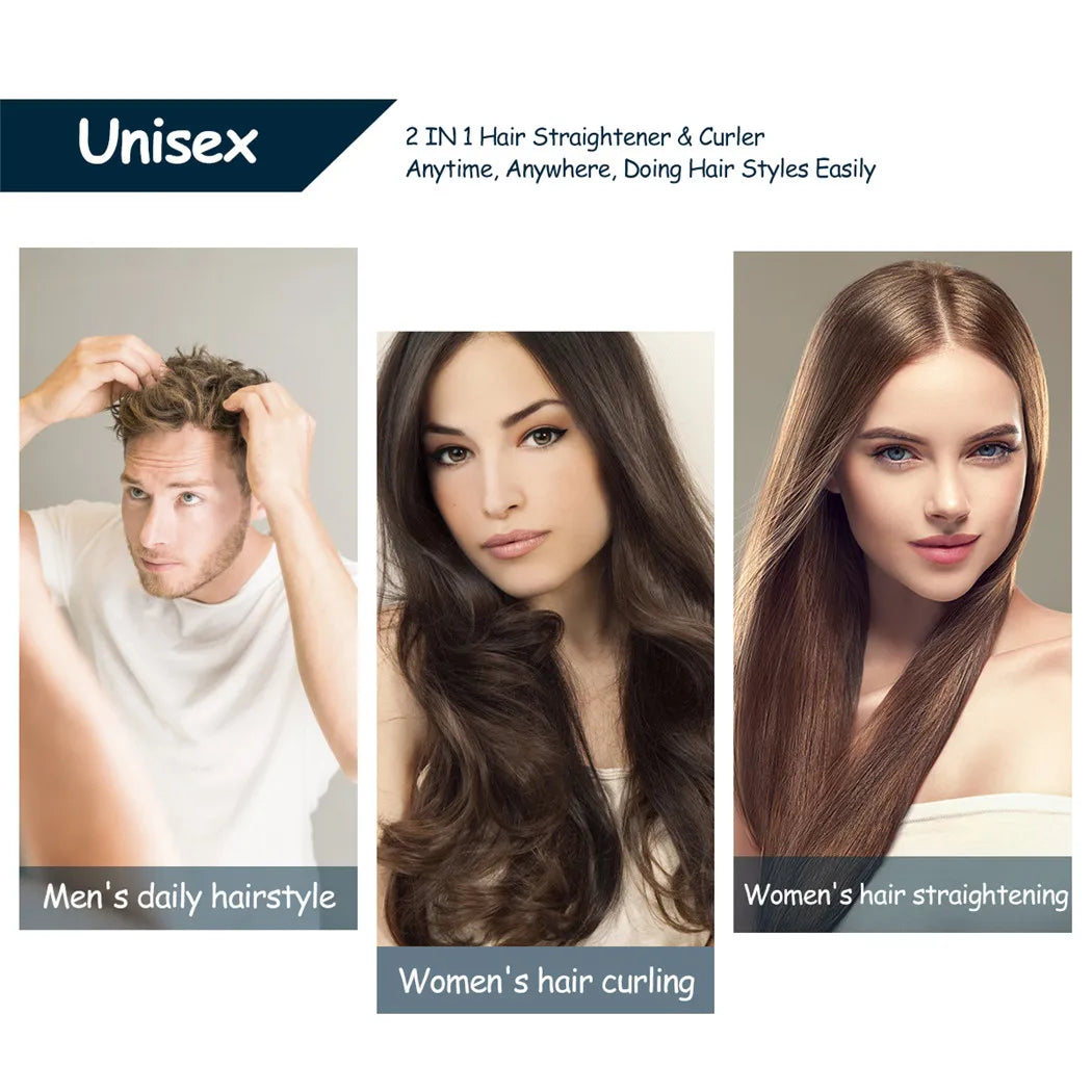 Mini Dual-Use Hair Straightener and Curler for Travel Styling with Constant Heat Control