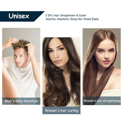 Mini Dual-Use Hair Straightener and Curler for Travel Styling with Constant Heat Control