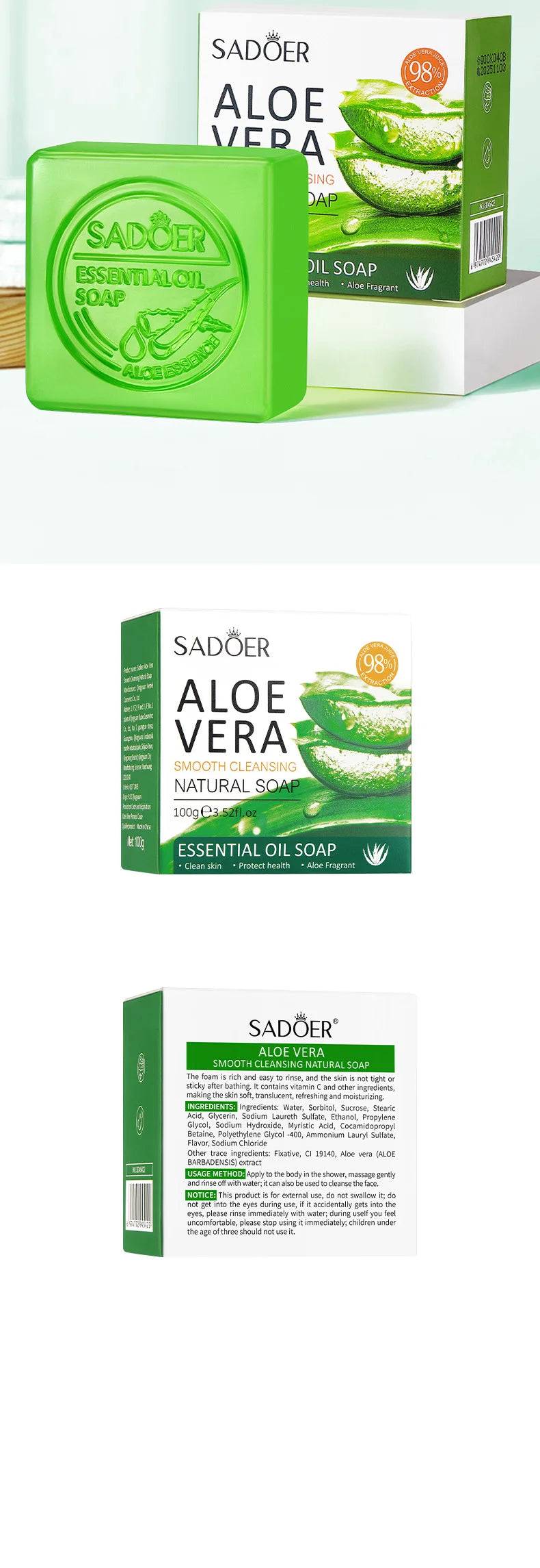 Aloe Vera Facial Cleansing Soap for Deep Cleansing, Hydrating and Oil Control