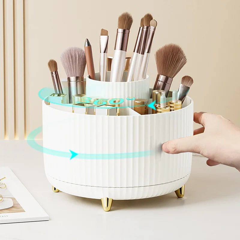 360° Rotating Makeup Organizer – Large Capacity Desktop Cosmetic Storage Box