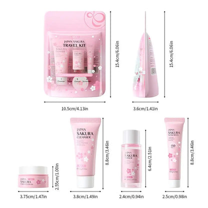 Sakura Complete Skincare Routine Set with Cleanser, Serum, Eye Cream & Moisturizer