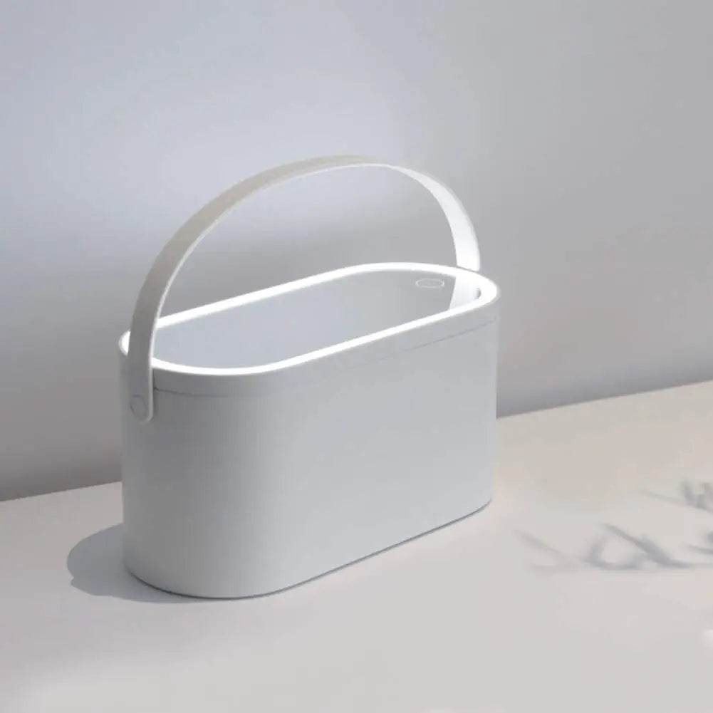 Portable LED Makeup Mirror with 3-color Touch Light & Storage Box