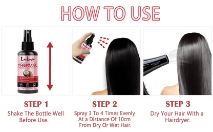 Thermal Heat Protection Spray for Hair Styling and UV Defense