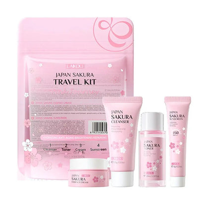 Sakura Complete Skincare Routine Set with Cleanser, Serum, Eye Cream & Moisturizer