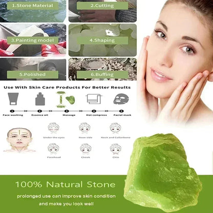 Natural Jade Roller and Gua Sha Facial Massage Set for Lifting and Puffiness Relief