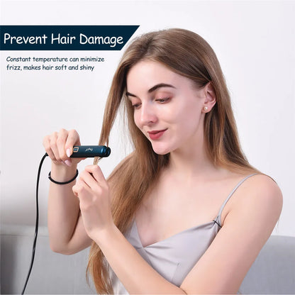 Mini Dual-Use Hair Straightener and Curler for Travel Styling with Constant Heat Control