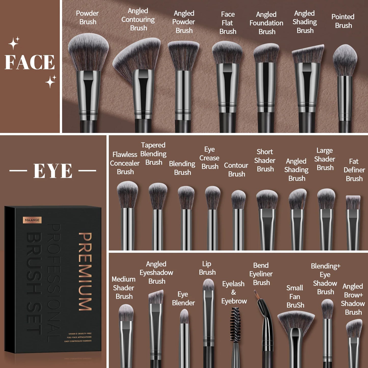Professional Makeup Brush Set for Face and Eye Makeup with Gift Box